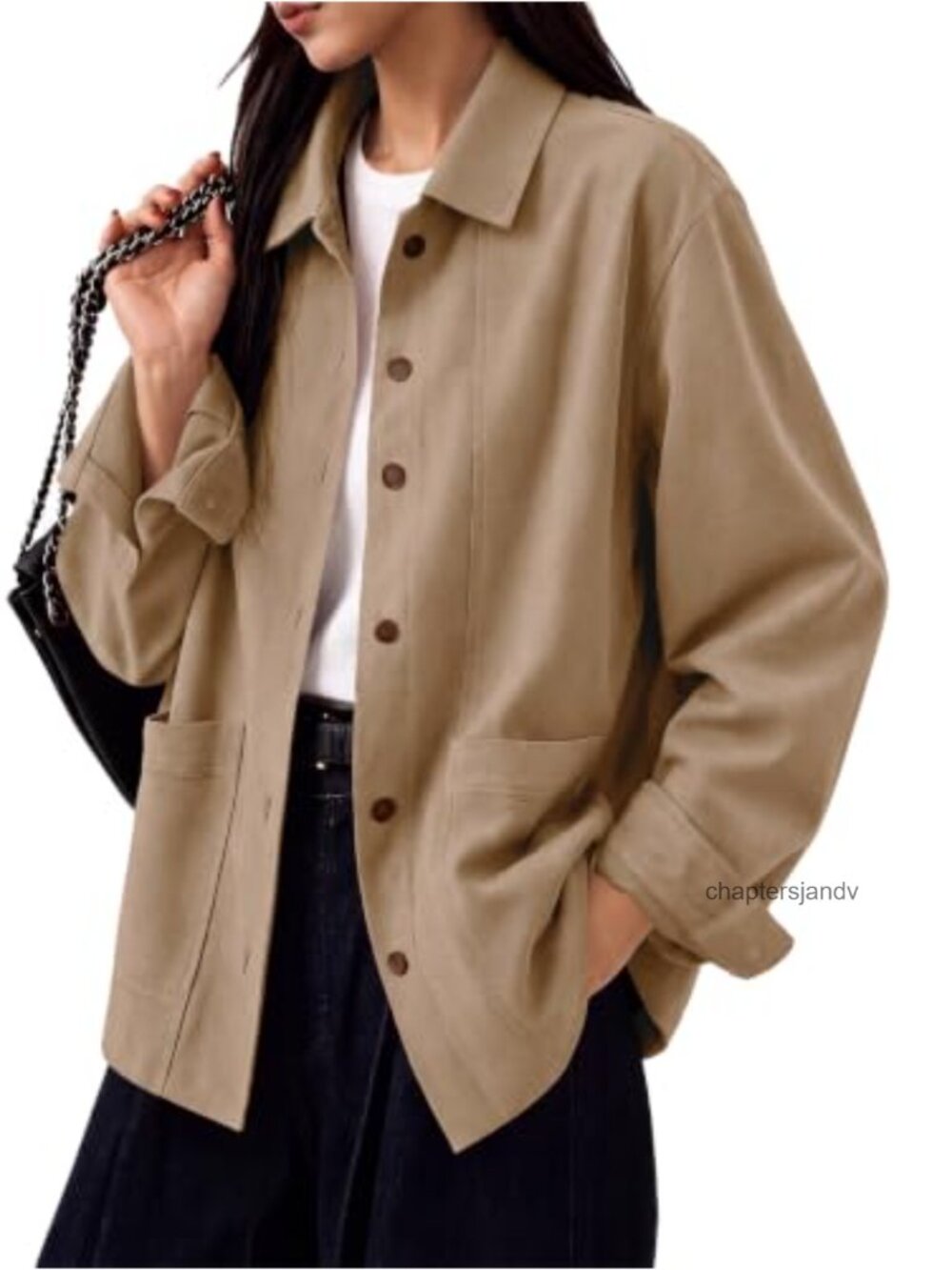 Faux Suede Jacket Button Down Shirt Style Casual Fall Winter Coat